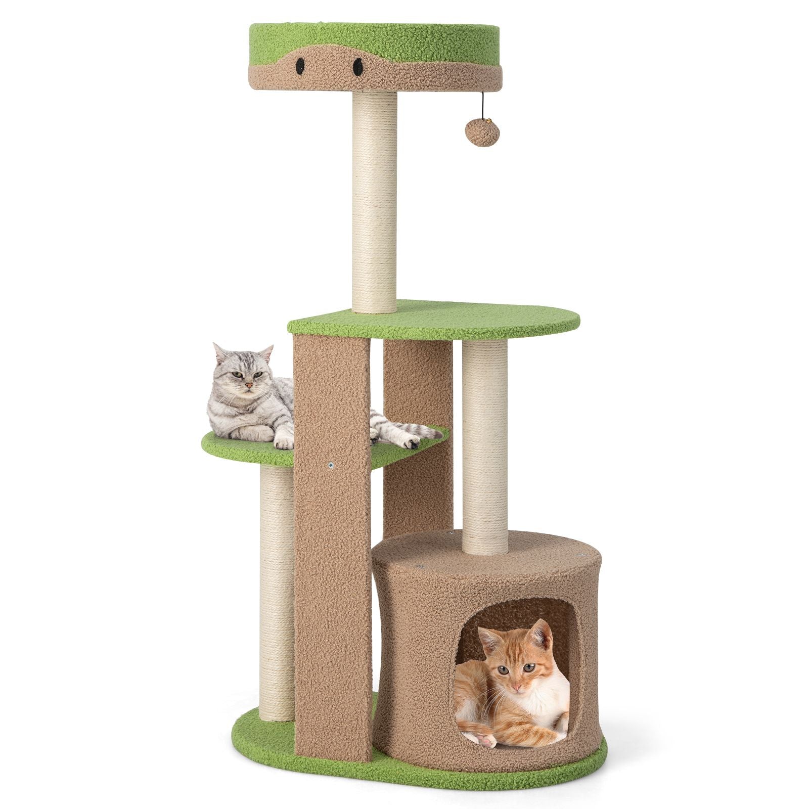 Multi-Level Cat Tree with Condo and Plush Perch - 111 cm