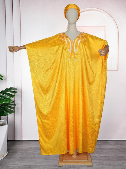 African Dresses for Women Fashion Beading Rhinestone Kaftan Maxi Dress
