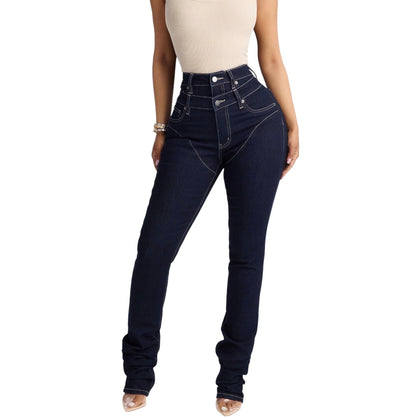 Think Twice Double Waistband High Rise Stacked Skinny Jeans