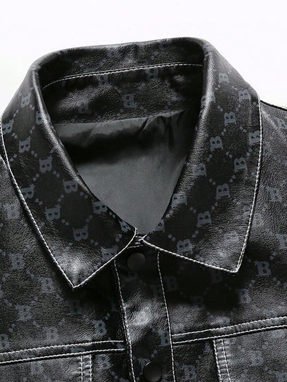 Men Geo Print Flap Pocket Rave Jacket