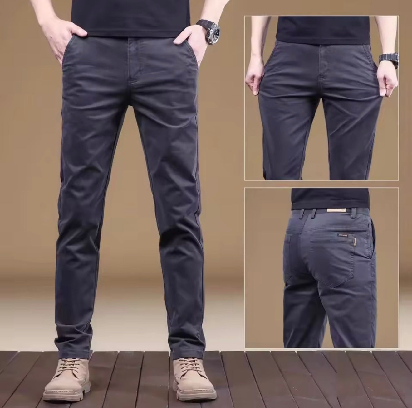 Summer Thin Cotton Men's Casual Pants Trendy Versatile Elastic Light Business Trousers Work Formal Slim Straight Pants