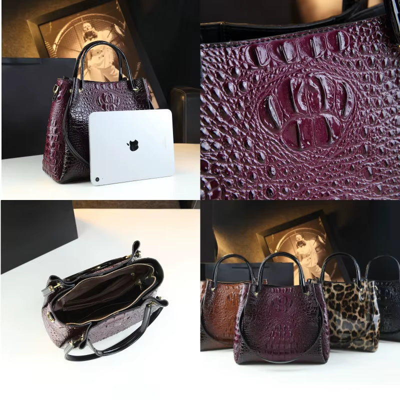 2025 Women Handbags New Tote Bag Fashion Crocodile Print Bucket Bag Retro Shoulder Messenger Bags Trend