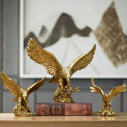 Resin American Golden Eagle Figurines Home Office Desktop Decoration Model Collection Statues Ornament Decor Objects