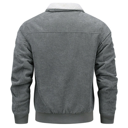 Winter Lapel Fleece Jacket with Pockets Warm Thicken Cotton Coat Men'S Clothing