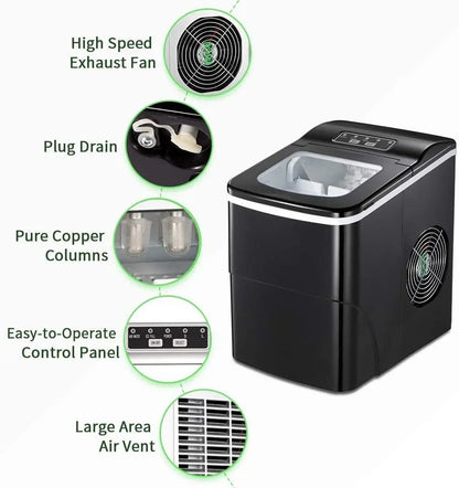Portable Automatic Electric Countertop Ice Maker - Great for Party Hosting Never Run Out of Ice Again