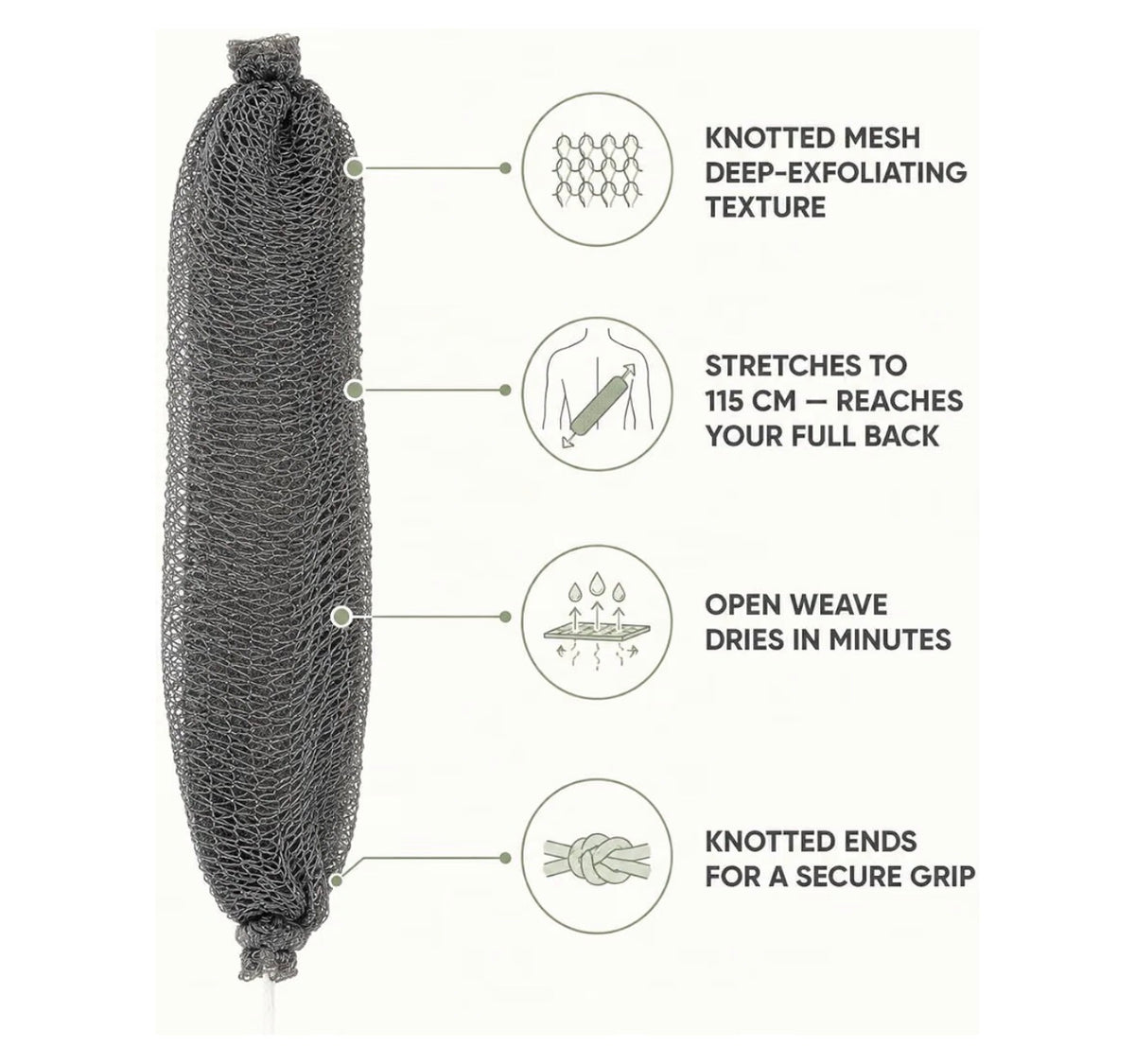 African Net Sponge 2 Pack | Long Exfoliating Shower & Back Scrubber
