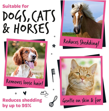 Bugalugs Deshedding Brush for Dogs Cats & Horses