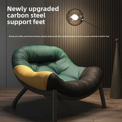 Lazy Cowhide High Rebound Sofa Chair Single Person Light Luxury Lazy Sofa Chair Italian Minimalist Living Room Leisure Chair
