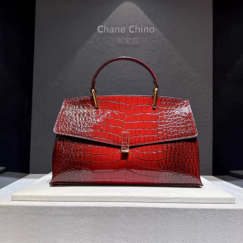 Pink Crocodile Pattern Leather Women'S Handbags Luxury Fashion Lady Shell Shoulder Crossbody Bag Top Handle Messenger Bags