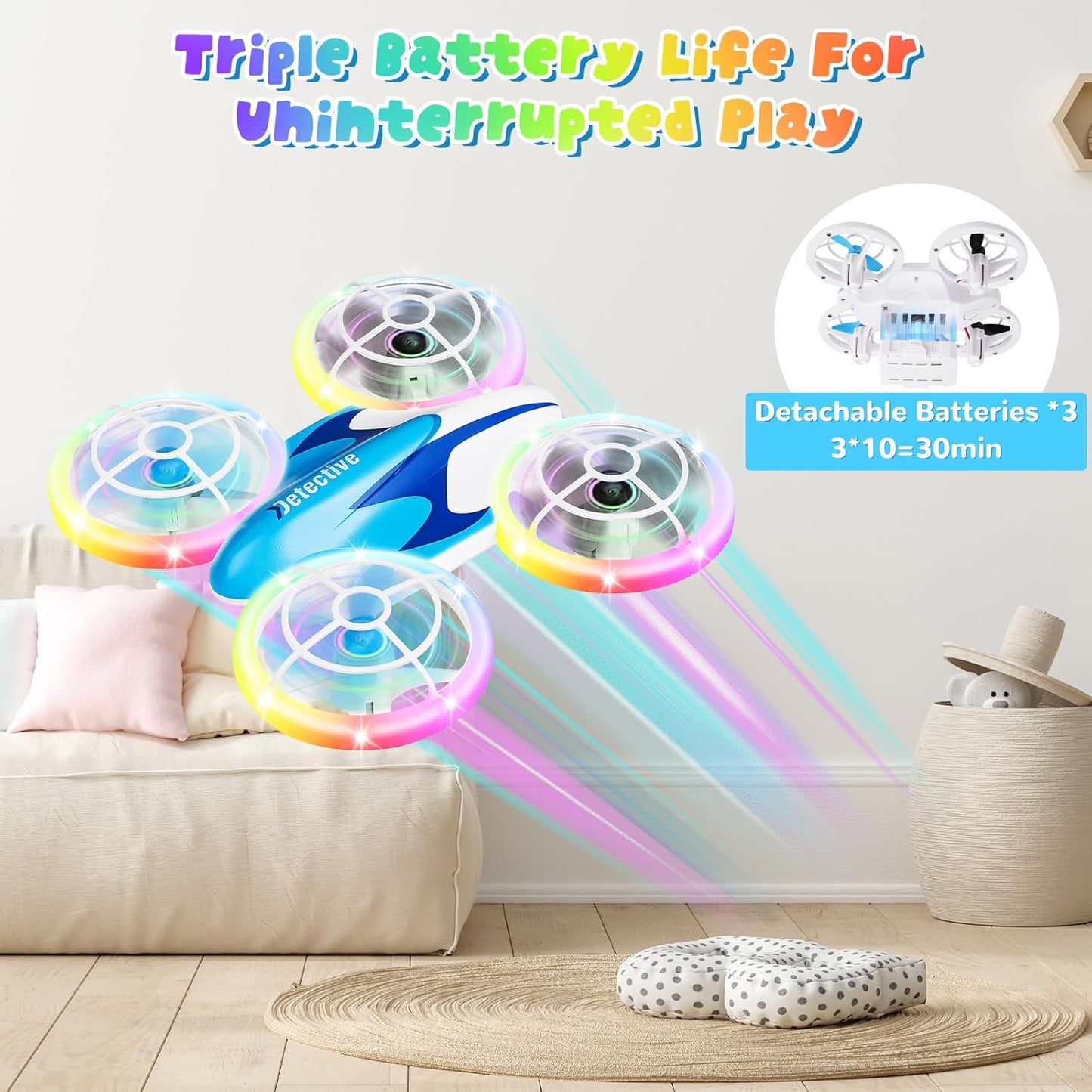 Mini Drone for Kids for Beginner, Kids Drone with LED Light, Altitude Hold, 3D Flip, Headless Mode, Hand Operated RC Quadcopter, Best Toy Gifts for Boys and Girls for Christmas