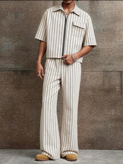 Men’s 2 Piece Striped Summer Outfit Set