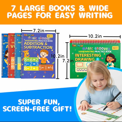 Magic Groove 7 Book Reusable Handwriting Practice Set for Kids