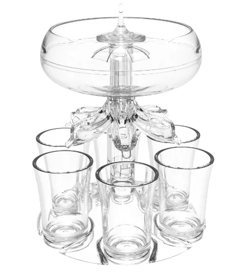 Adjustable Shot Glass Dispenser and Holder Made of Food Grade Plexiglass Shot Dispenser with 6 Drinking Glasses for Parties