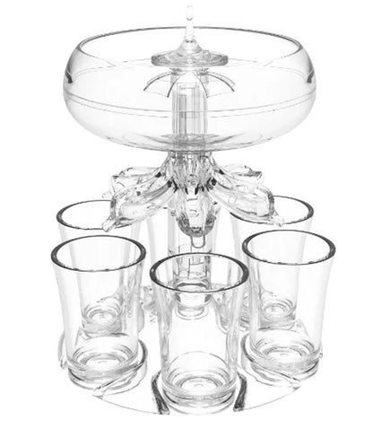 Adjustable Shot Glass Dispenser and Holder Made of Food Grade Plexiglass Shot Dispenser with 6 Drinking Glasses for Parties