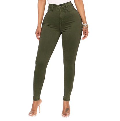 Classic High Waist Skinny Jeans Olive