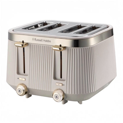 Russell Hobbs 4 Slice Toaster [1960W, Frozen/Cancel/Reheat function with Indicator light] Brontë Stone (Extra wide slots, 6 Browning levels, Lift & Look function, Lift high feature) 26771