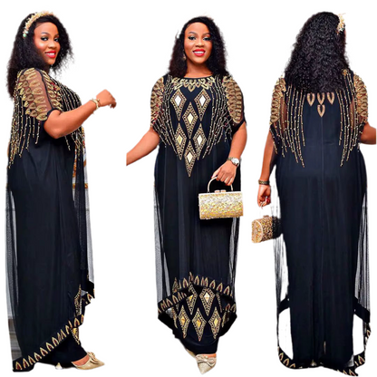 Customized African Dress for Women – Pleated Gradient Maxi Dress for Weddings & Special Occasions (Delivered within 2-3 weeks from the day of purchase)