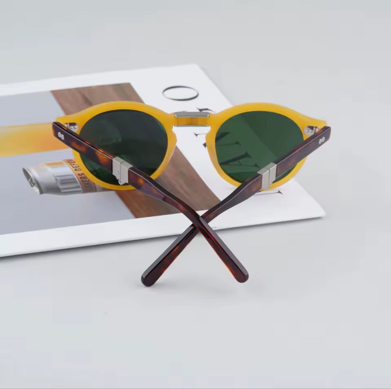 FOLD Round Acetate Foldable Sunglasses for Men and Women High Quality UV400 Outdoor Optical Prescription Classical Eyeglasses