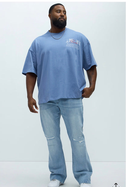 Aime Forever Oversized Short Sleeve Tee Slate Blue