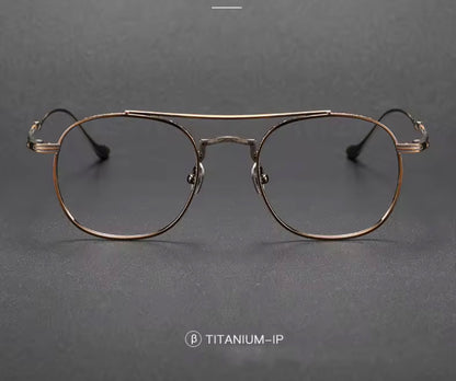 New Modern Trendy Mens Double Bridge Glasses Titanium Spectacle Frames for Women Designer Eyeglasses