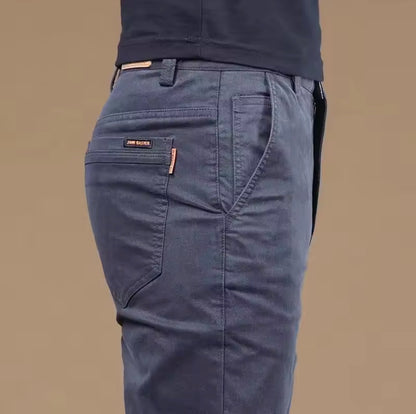 Summer Thin Cotton Men's Casual Pants Trendy Versatile Elastic Light Business Trousers Work Formal Slim Straight Pants