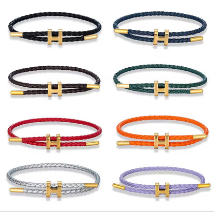 MKENDN Adjustable 3mm Red Braided Leather Bracelet for Men & Women Stainless Steel Jewelry Classic Simple Unisex Couple Gift