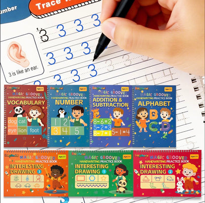 Magic Groove 7 Book Reusable Handwriting Practice Set for Kids