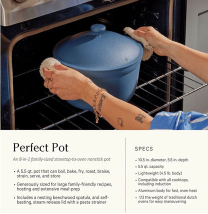 Our Place Cookware Duo - 7-Piece Set Including The Always Pan, Perfect Pot and Spatulas | Multifunctional, Toxin-Free Nonstick | Heat Safe up to 450°F | Oven, Stove, Induction Compatible | Blue Salt