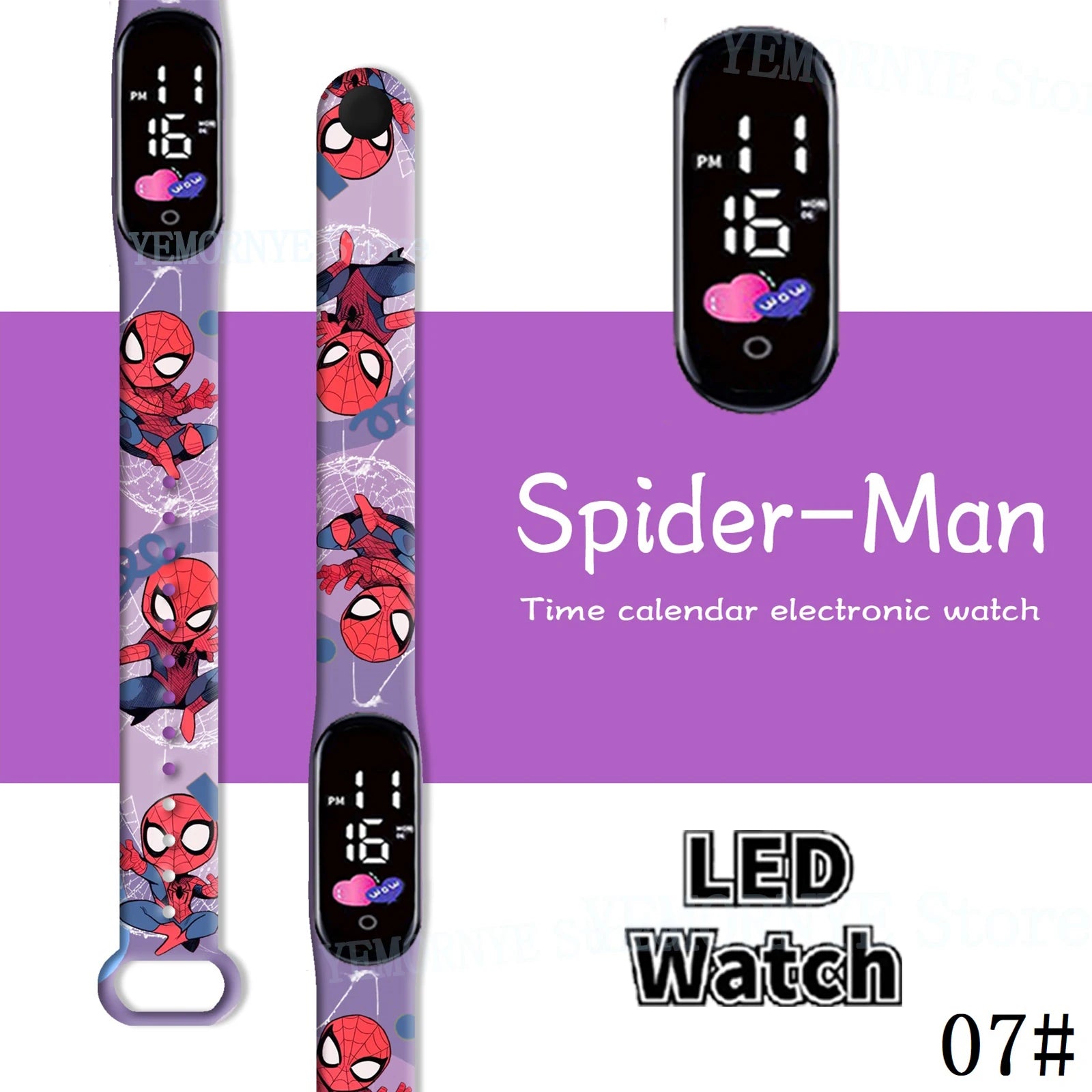Disney Spider Man Children'S Cartoon Anime Character Luminous Bracelet Watch LED Touch Waterproof Clock Sports Gifts Christmas H