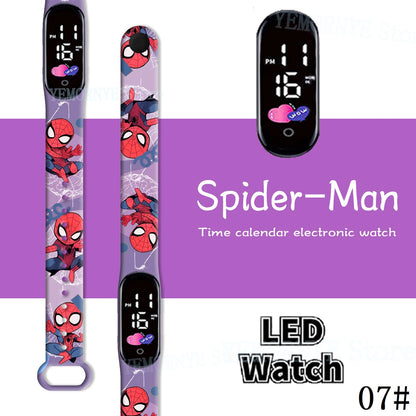 Disney Spider Man Children'S Cartoon Anime Character Luminous Bracelet Watch LED Touch Waterproof Clock Sports Gifts Christmas H