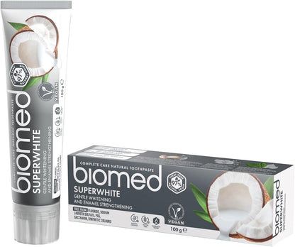 Superwhite 97% Natural Whitening Toothpaste | Enamel Strengthening | Coconut Flavour, Vegan, SLES Free 100G (Pack of 3)