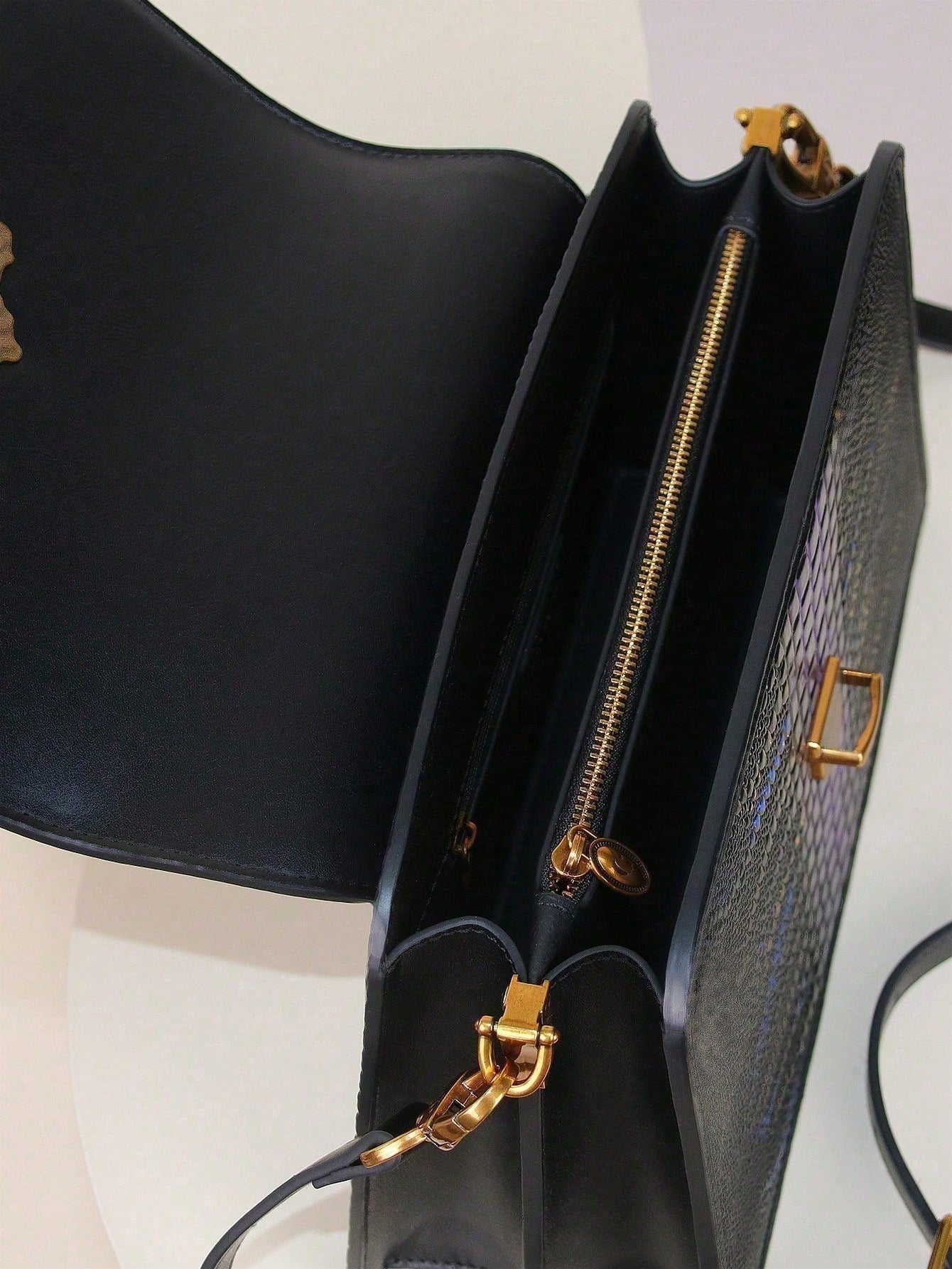 Luxury Custom 2025 New Vintage Women'S Handbag, Fashion Elaborate Luxurious Blue & Gold Snake Print Lock Ornament Tote Bag, Mature Style Shoulder & Crossbody Bag, Detachable Handle