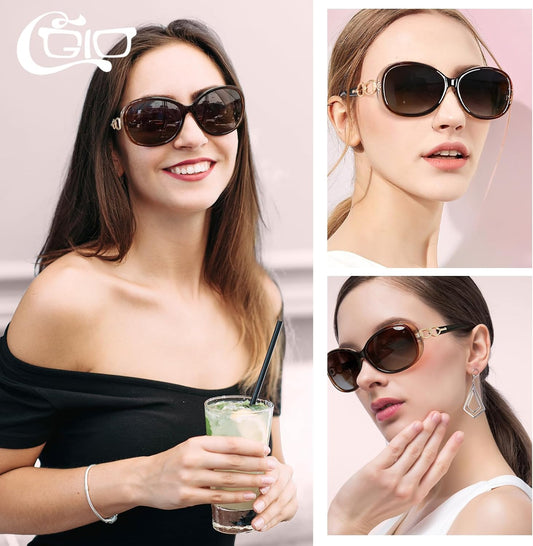 Polarized Retro Oversized Sunglasses for Women with UV400 Protection