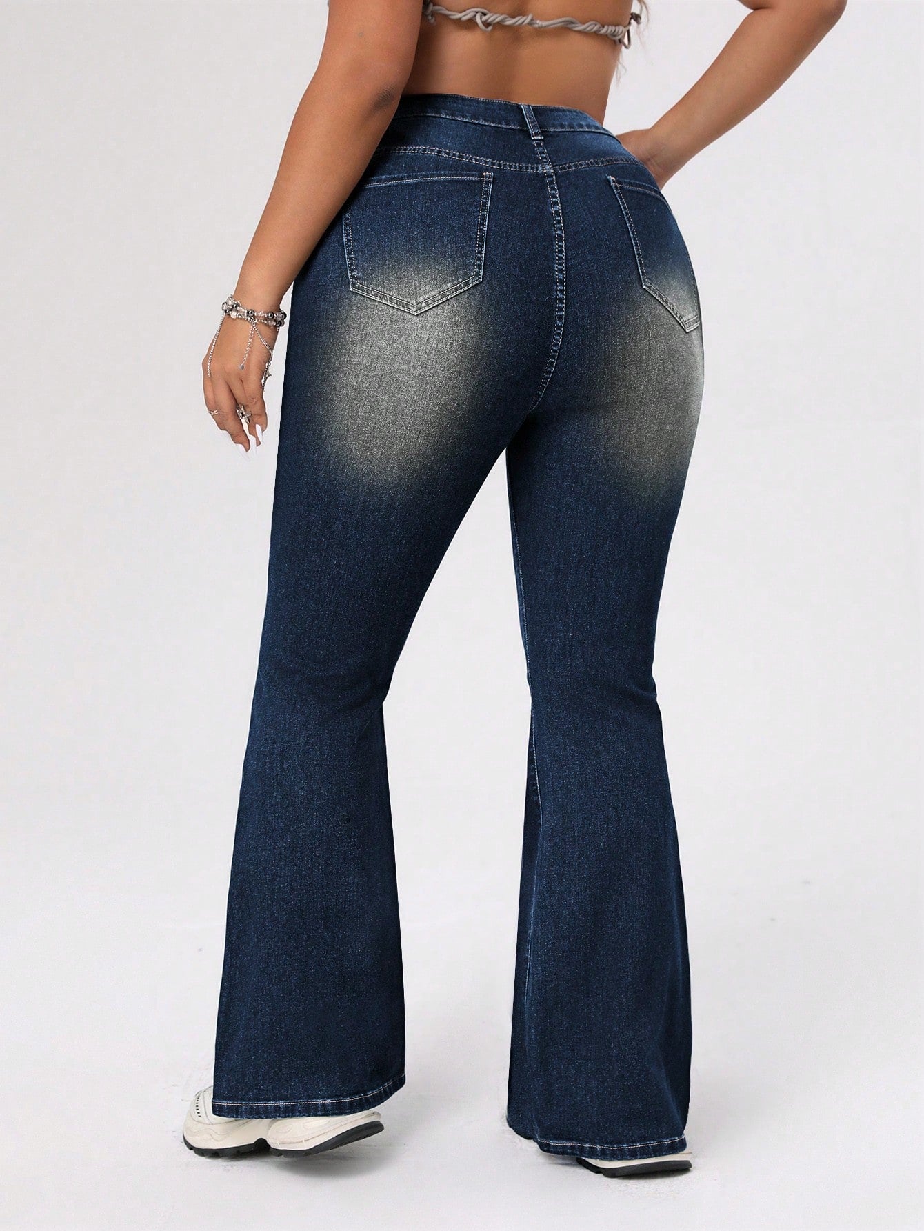 ICON Plus Size Women's Distressed Flared Jeans