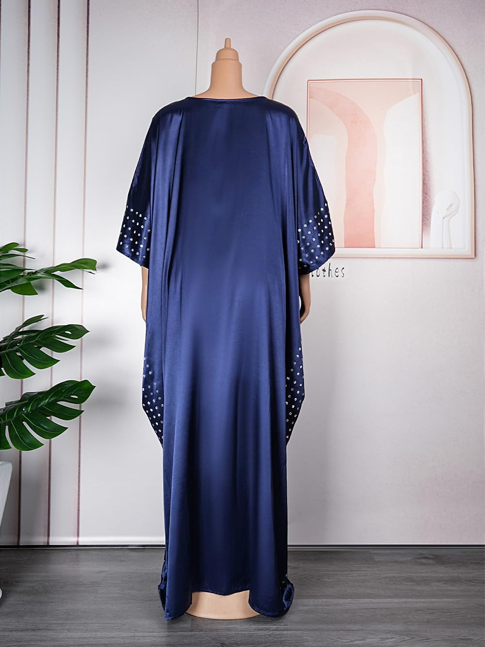 African Dresses for Women Fashion Beading Rhinestone Kaftan Maxi Dress