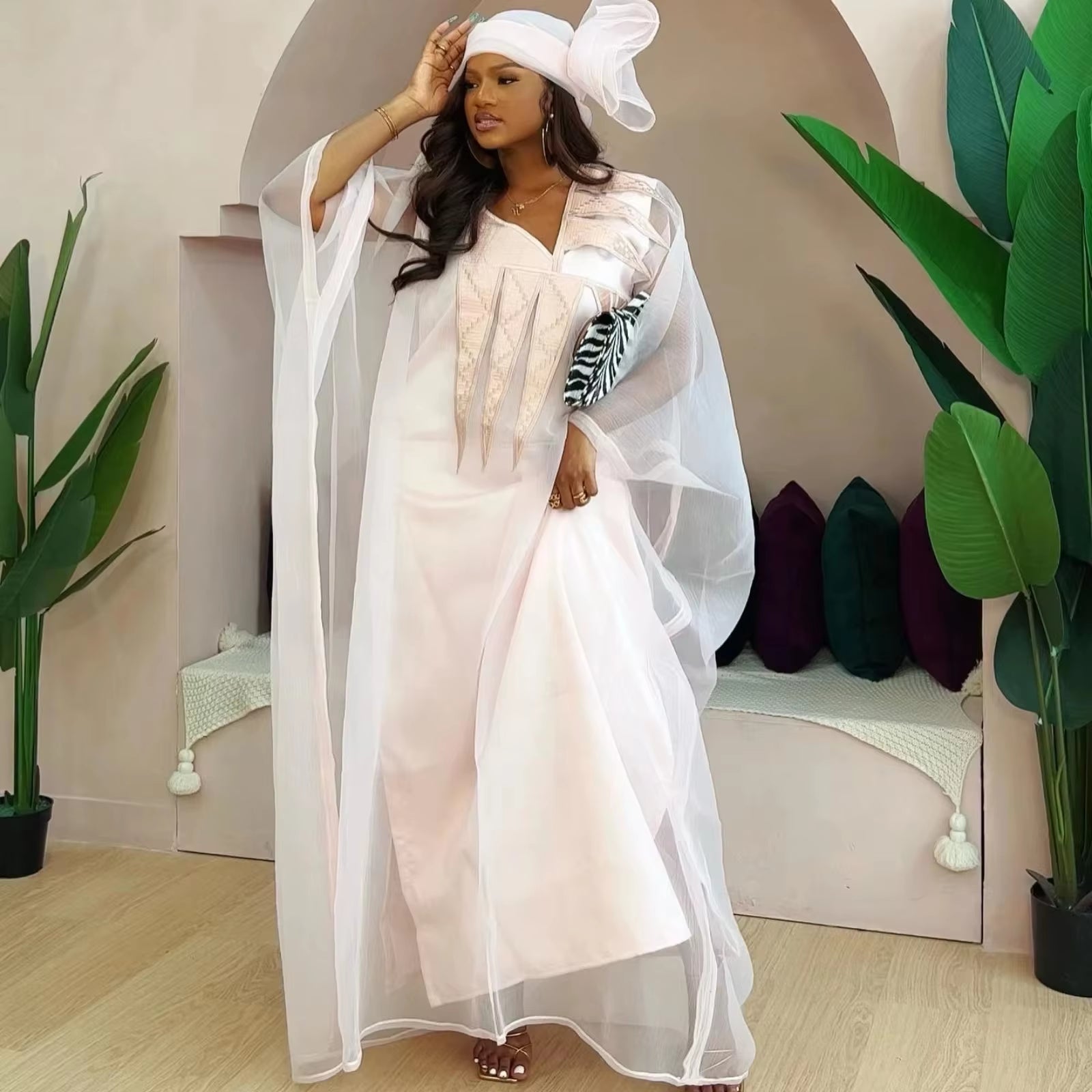 African Dress for Woman Embroidery Design Ladys Clothes plus Size Dresses for Women Floor Length