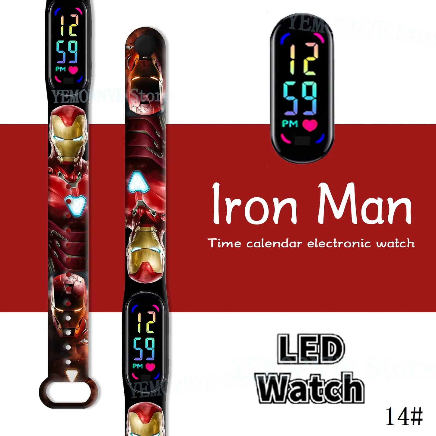 Disney Spider Man Children'S Cartoon Anime Character Luminous Bracelet Watch LED Touch Waterproof Clock Sports Gifts Christmas H