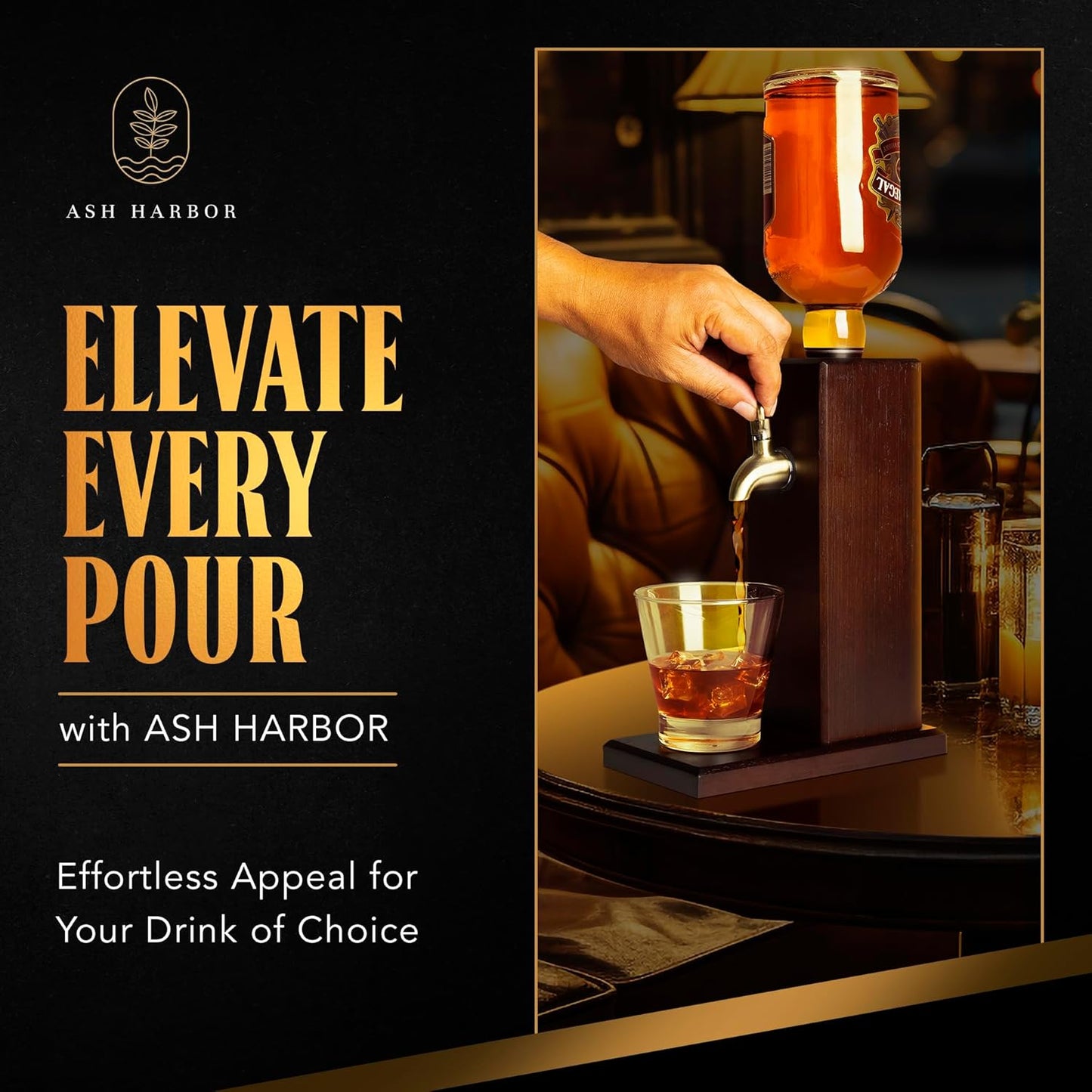 Countertop Liquor Dispenser for Home Bar – Whiskey Dispenser with Food-Safe All-Metal Valve – Whiskey Decanter Optics for Spirits for a Classy Presentation, Whisky Gift Set by