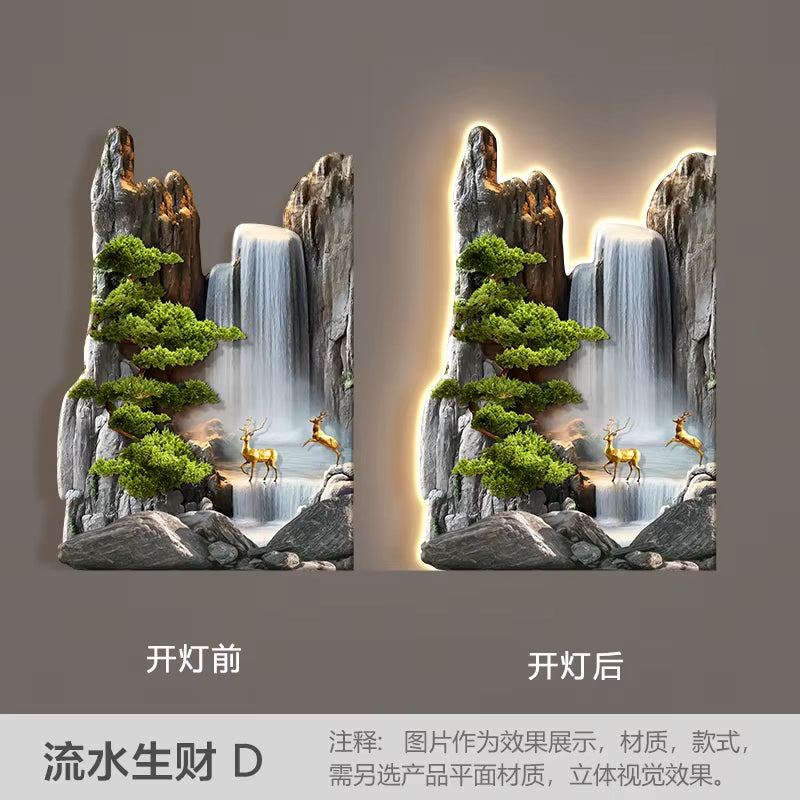Welcome Guests to the Living Room Decoration Painting, Pine Sofa Background, Wall Mounted Painting, Deer Corner Lamp Mural