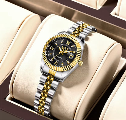 Fashion Woman Watch Stainless Steel Waterproof Auto Date Elegant Ladies Wristwatch Luxury Original Quartz Watch for Women