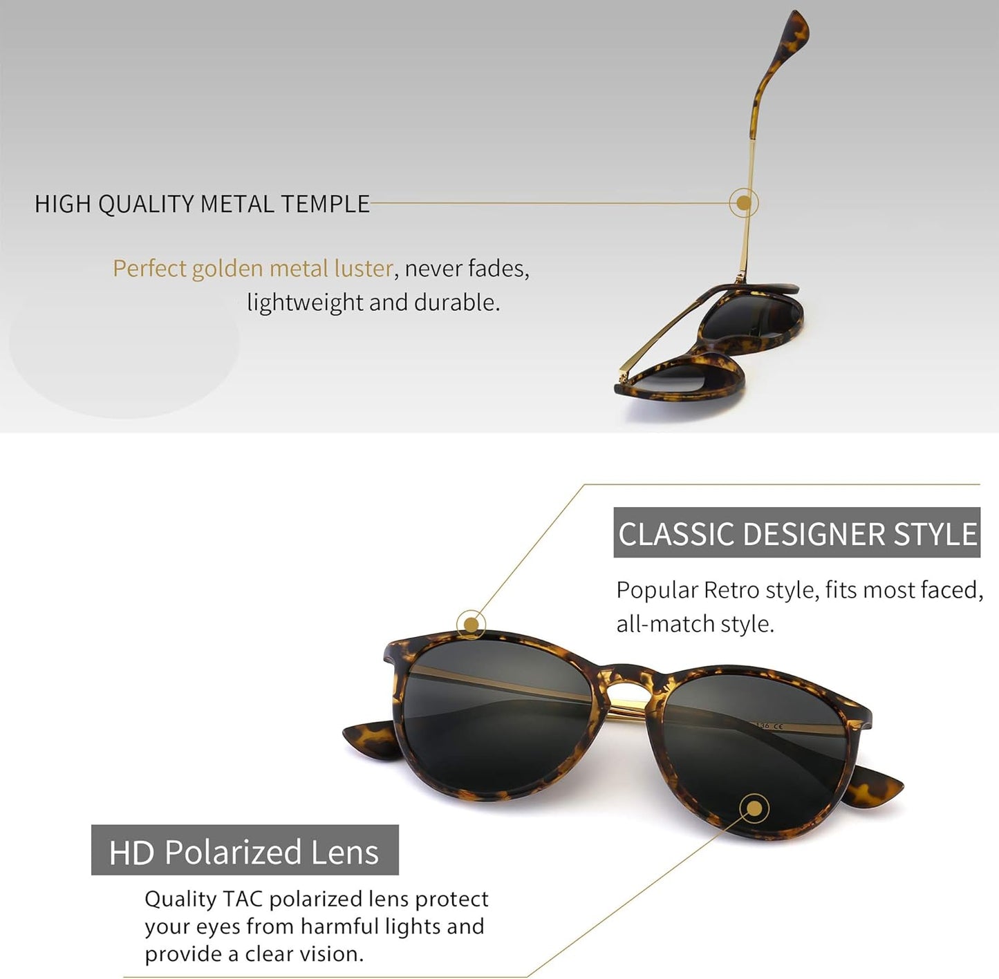 Classic Retro Round Sunglasses for Men and Women - Vintage Designer Style