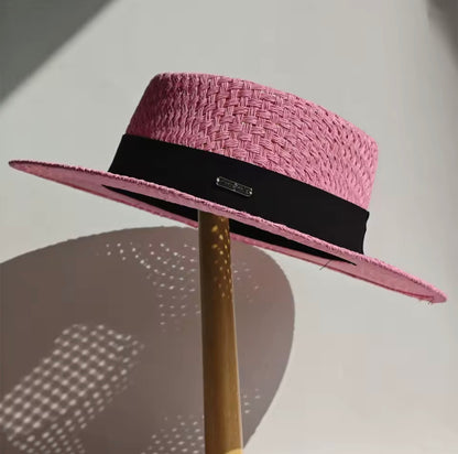 2026 Beach Straw Hat for Women Wide Brim UV Protection Boater Style Summer Hat