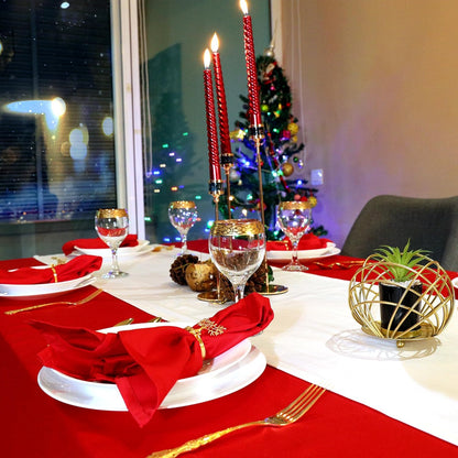 Cotton Cloth Napkins Set of 12-100% Cotton 46 X 46 Cm Reusable Christmas Red Dinner Napkins - Heavy Weight Hotel Quality Pure Cotton Fabric - Ideal for Xmas Dinner & Events (Red, Cotton)
