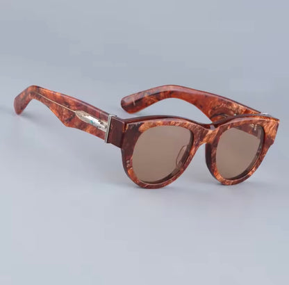 JMM ROLLINGSUN Thick Italy Acetate Sunglasses Handmade Japan Style Designer Brand Uv400 Round High Quality Eyeglasses with Case