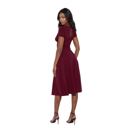 Charolette Short Sleeve Midi Dress Burgundy