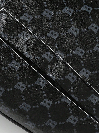 Men Geo Print Flap Pocket Rave Jacket