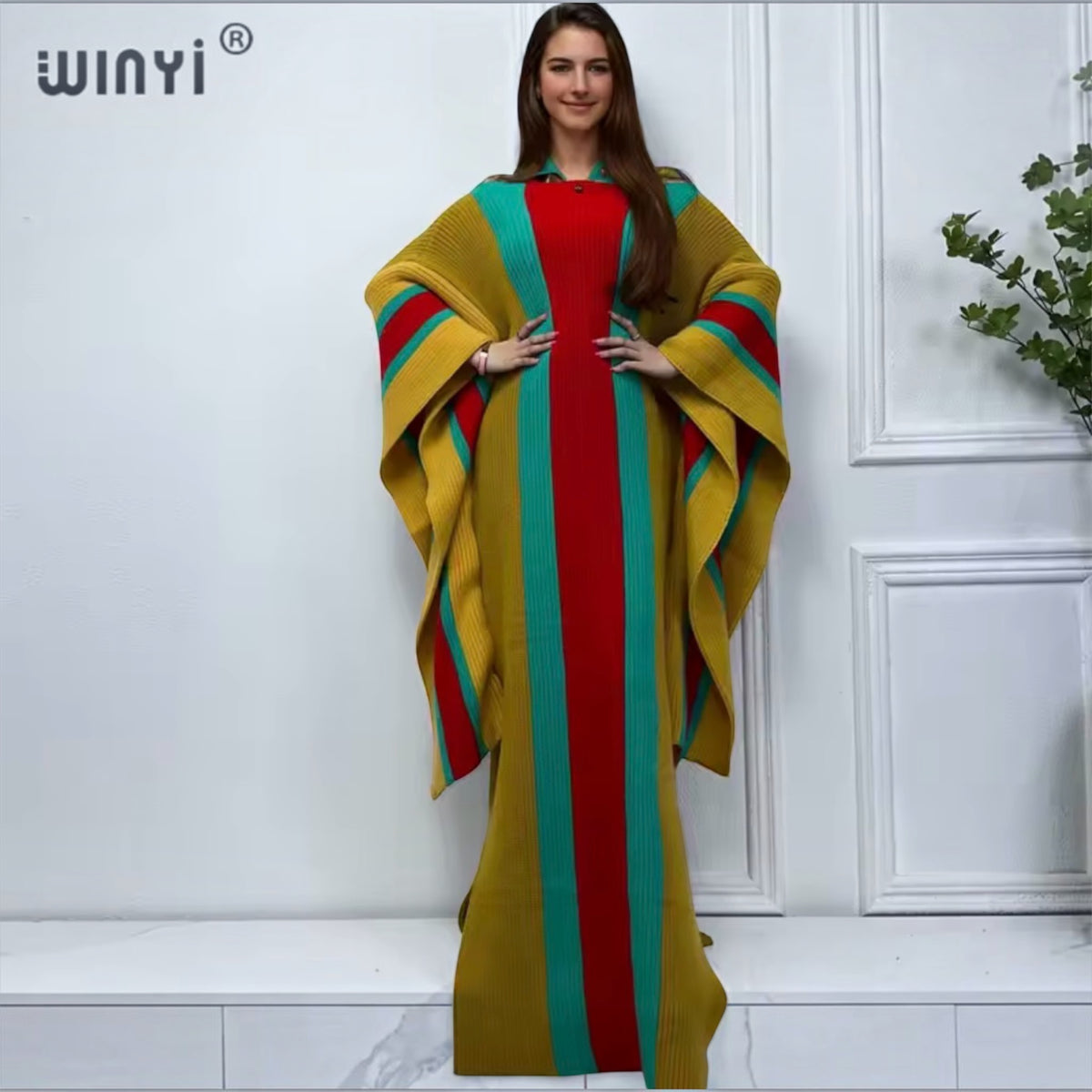 WINYI Women’s Winter Knitted Elastic Maxi Long Dress Caftan
