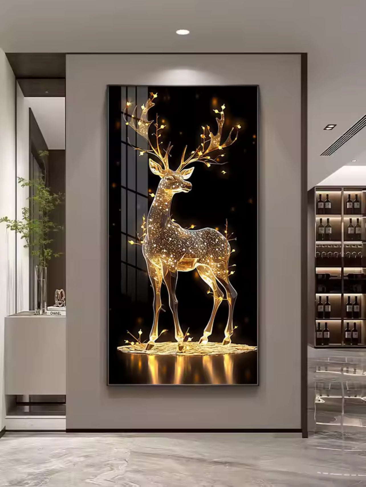 Deer LED Crystal Porcelain Wall Lamp – Artistic Wall Light for Interior Elegance