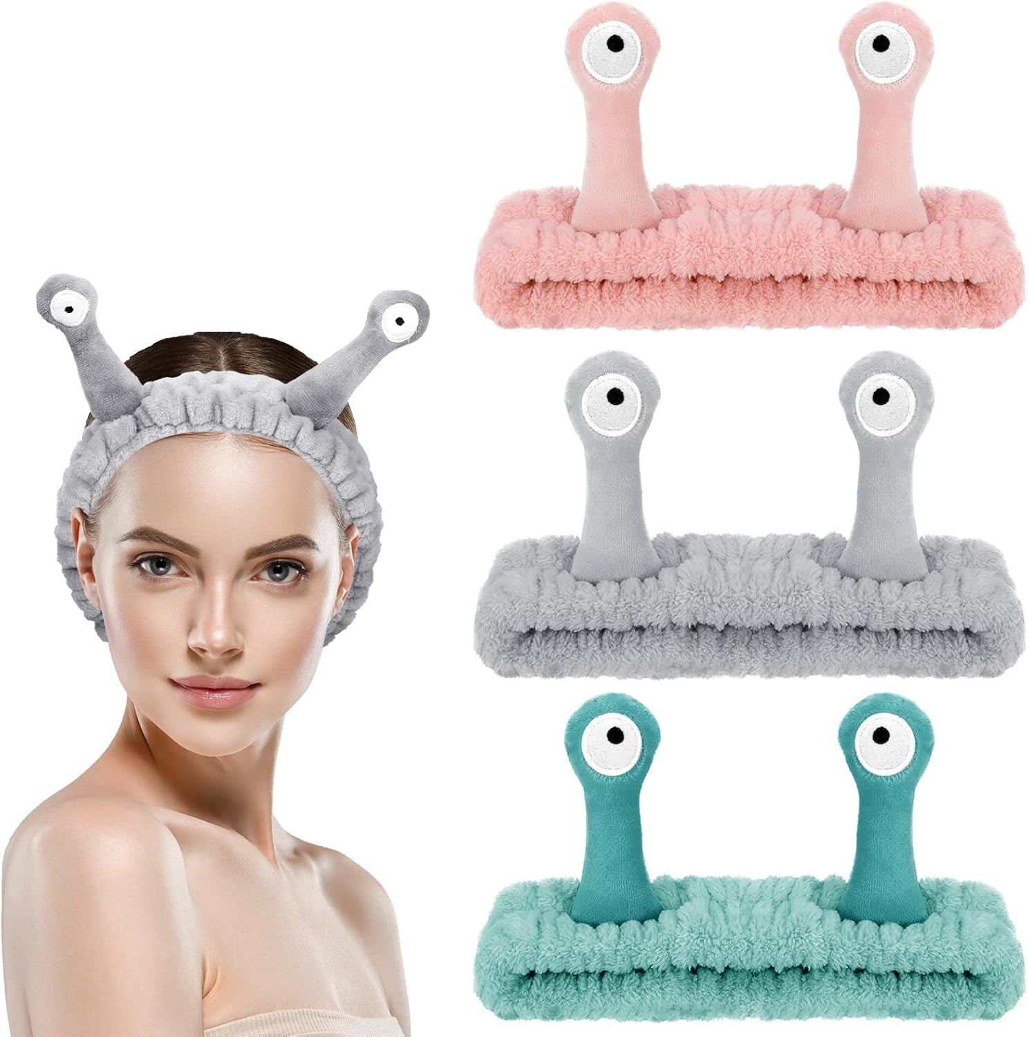 3-Piece Spa Face Wash Headband Set, Elastic Coral Fleece Makeup Headbands for Women - Ideal for Skincare, Shower, and Sports