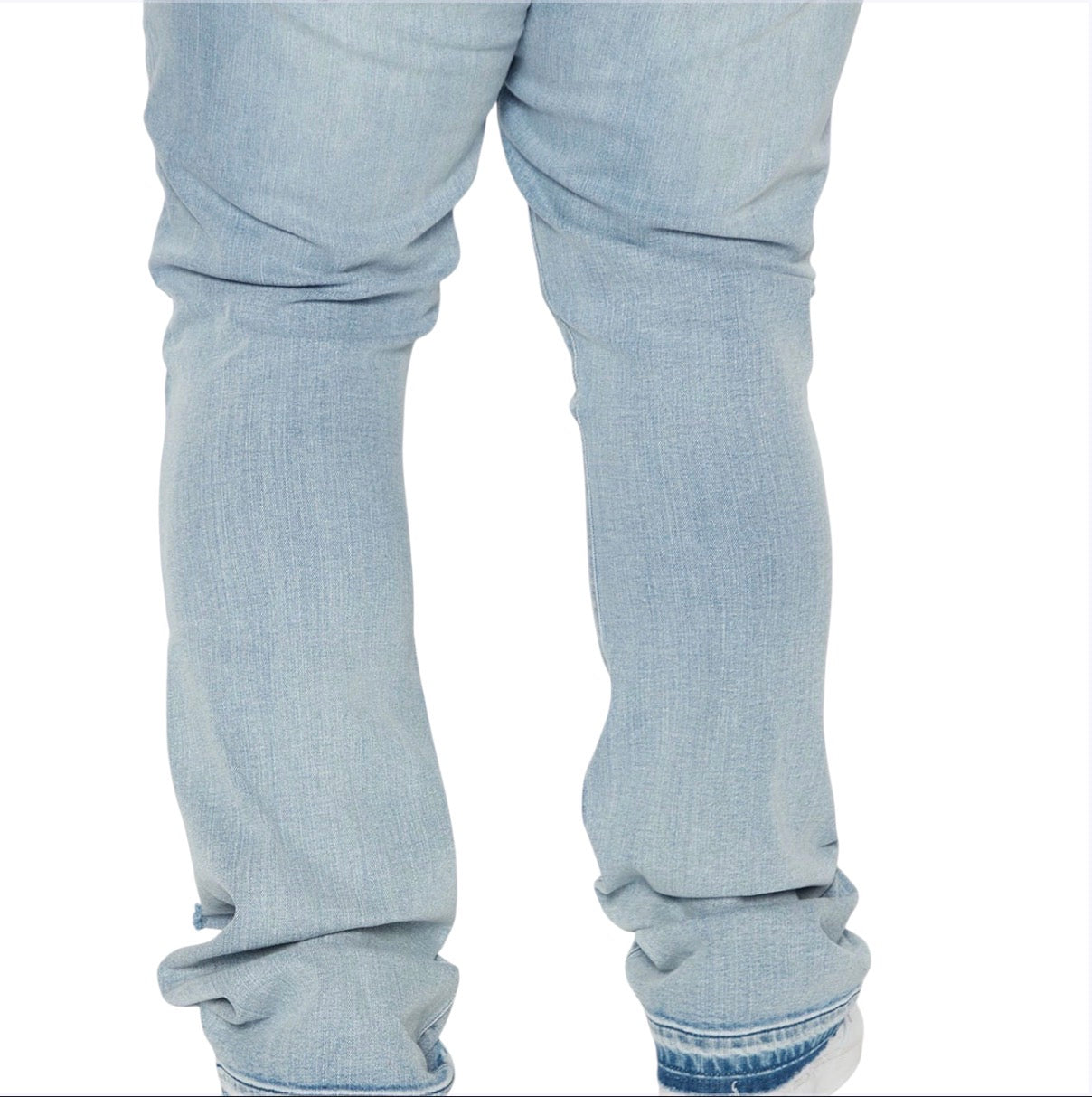 Through It Ripped Skinny Flared Jeans Vintage Blue Wash